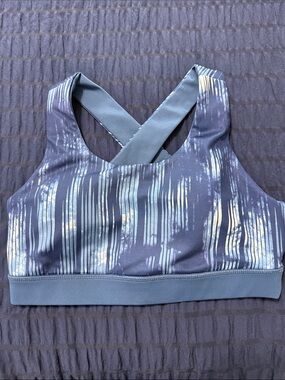 Asics Blue Patterned Cross-Back Sports Bra